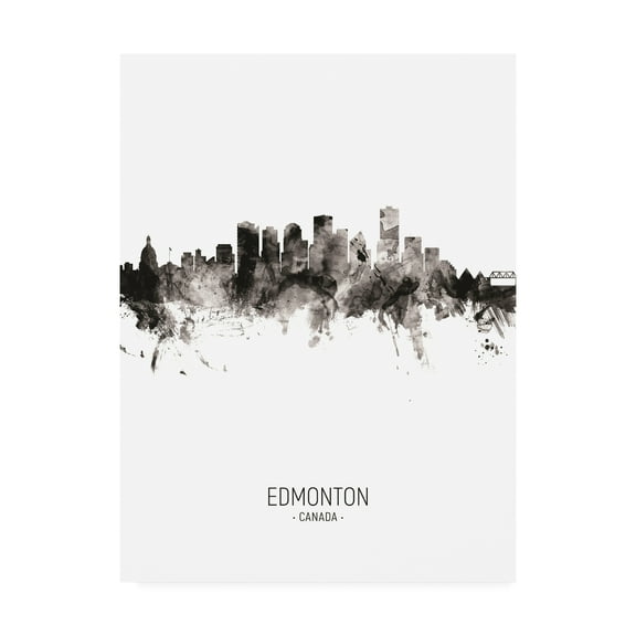 Trademark Fine Art 'Edmonton Canada Skyline Portrait II' Canvas Art by Michael Tompsett