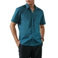 thumbnail image 5 of Mens Dress Shirts Short Sleeve Button Down Shirt Inner Contrast Formal Shirt Teal XL, 5 of 5