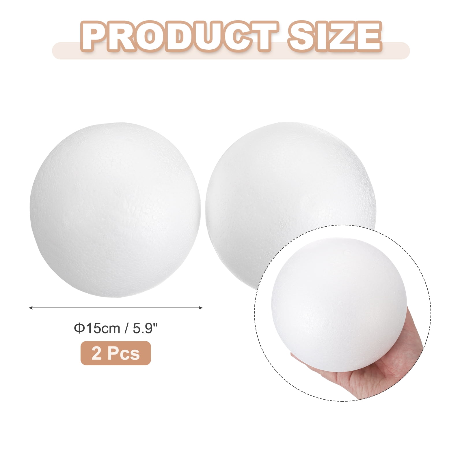 Uxcell 2 Pcs White Craft Foam Balls 5.9 Inch Smooth Polystyrene Foam Balls for Crafts Christmas Wedding Party Decorations DIY Household Project