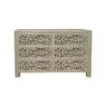 thumbnail image 3 of Taran Designs Fillian 6-drawer Floral Carved Solid Wood Dresser in Gray, 3 of 6