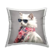 Stupell Industries Stylish Cat Fashion Decorative Printed Throw Pillow, 18 x 18