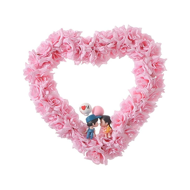Corona en forma de corazón para San Valentín, decoración para el día de San Valentín, regalo, guirnalda para el hogar. Rosa