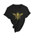 thumbnail image 5 of Women Spring Summer Cartoon Bee Flower Printed Short Sleeve O-Neck T-Shirt Top Leisure Streetwear, 5 of 5
