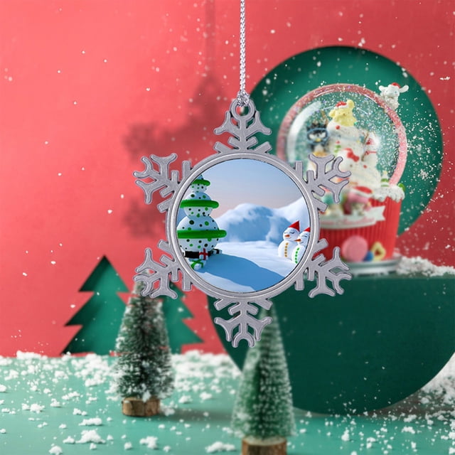 Adorno navideño de metal para sublimación, en blanco, para manualidades DIY | Decoración de árbol con copo de nieve por transferencia térmica