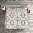 thumbnail image 3 of Ambesonne Ethnic Quilted Coverlet 3 Pcs, Traditional Local, Queen Size, Coral Turquoise White, 3 of 3