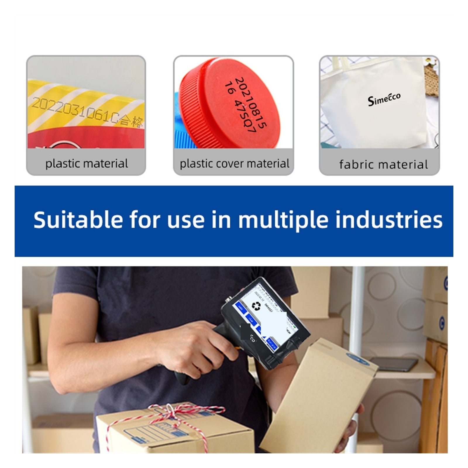 English 12.7mm Handheld Inkjet Printer Portable Small Label Coding Machine Production Date QR Barcode Logo Permanent Ink ,Multifunction Inkjet Printer
