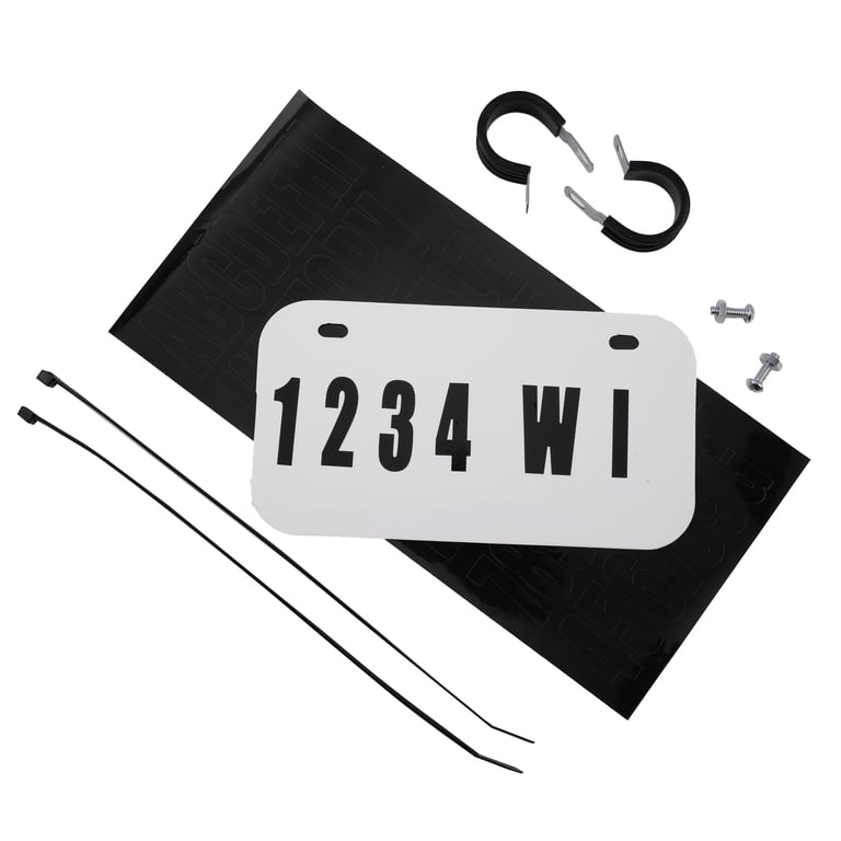 ATV / UTV Black and White License Plate Kit with Numbers and