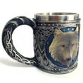 thumbnail image 4 of Wolf Head Stainless Steel Resin Beer Juice Milk Water Cup Home Office Coffee Mug, 4 of 7