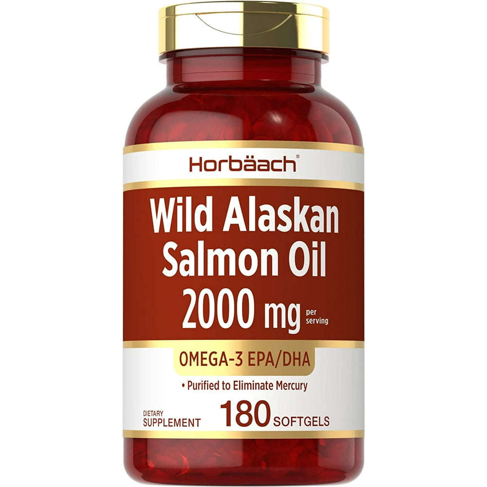 Salmon Oil 2000mg 180 Softgel Capsules Wild Alaskan Fish Oil