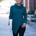 thumbnail image 2 of Suéter Top Otoño Invierno Mujer Cuello Alto Irregular Manga Larga Cuello Alto Prendas De Punto Azul 3XL, 2 of 6