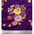thumbnail image 1 of Soimoi Purple Rayon Fabric Leaves & Floral Print Sewing Fabric BTY 42 Inch Wide, 1 of 3