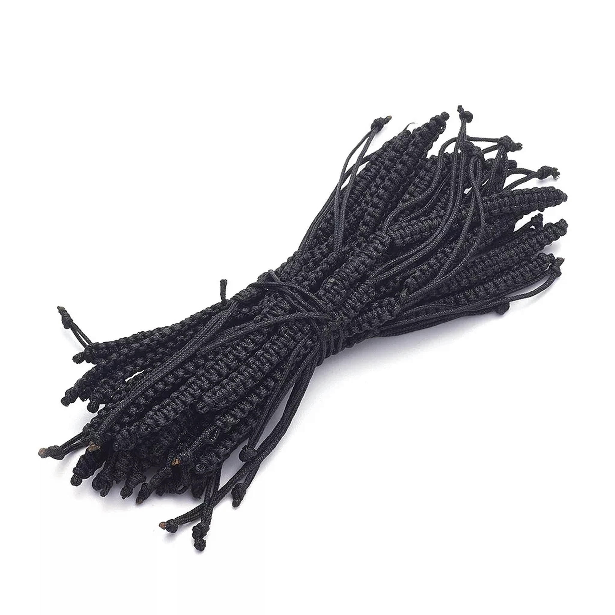 U8MO 50 Braided Nylon Cord Bracelets Bases Adjustable Bracelet Making Black 100~110mm