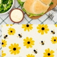 thumbnail image 3 of AshasdS Yellow Daisy and Bee Pattern Linen Table Mats Set of 4 12x18 inch for Spring Summer Home Table Decor, 3 of 4