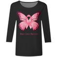 thumbnail image 4 of Fgnfyis T-Shirts pour Femmes Sensibilisation au Cancer Hauts Décontractés Col Rond Manches Trois Quarts Design Imprimé pour Quotidien Printemps Été Automne Célébrations Hauts pour Femmes Noir P, 4 of 4