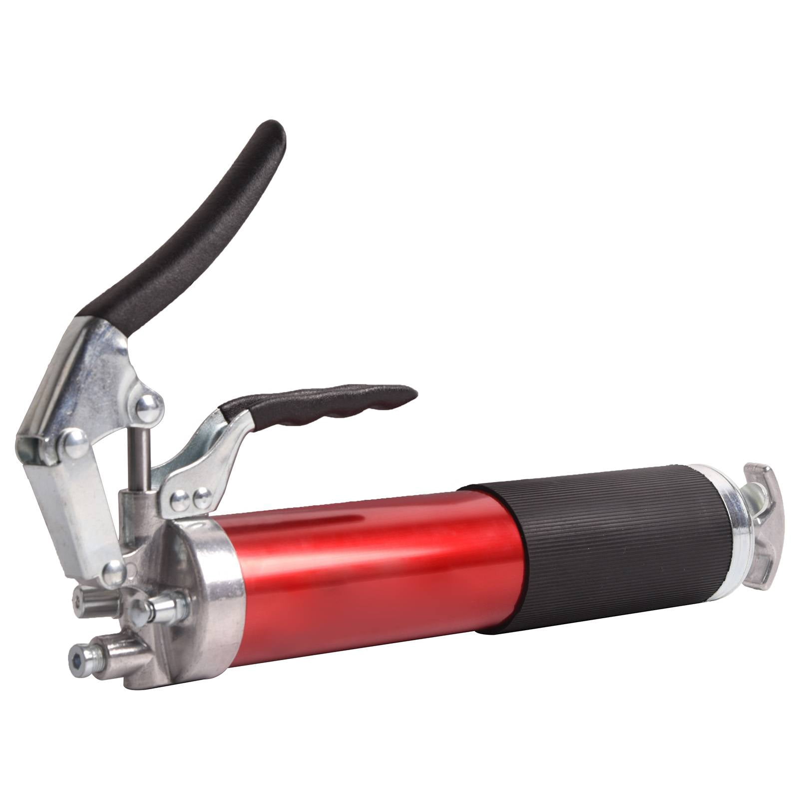Dawot Hand Grease Gun, 5000 PSI Pistol Grip Grease Gun Set 14oz Load Greasegun with 15" Spring Flexible Hose, Sharp Type Nozzle, Extension Rigid Pipe, Angled Extension Pipe