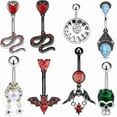 thumbnail image 3 of Racing Butterfly 1Pcs Bat Belly Button Piercing Jewelry Belly Ring Snake Piercing Navel Jewelry, 3 of 8