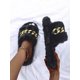 thumbnail image 1 of Women Chain Decor Single Fluffy Band Slide Sandals, Punk Indoor Flat Slippers, 1 of 3