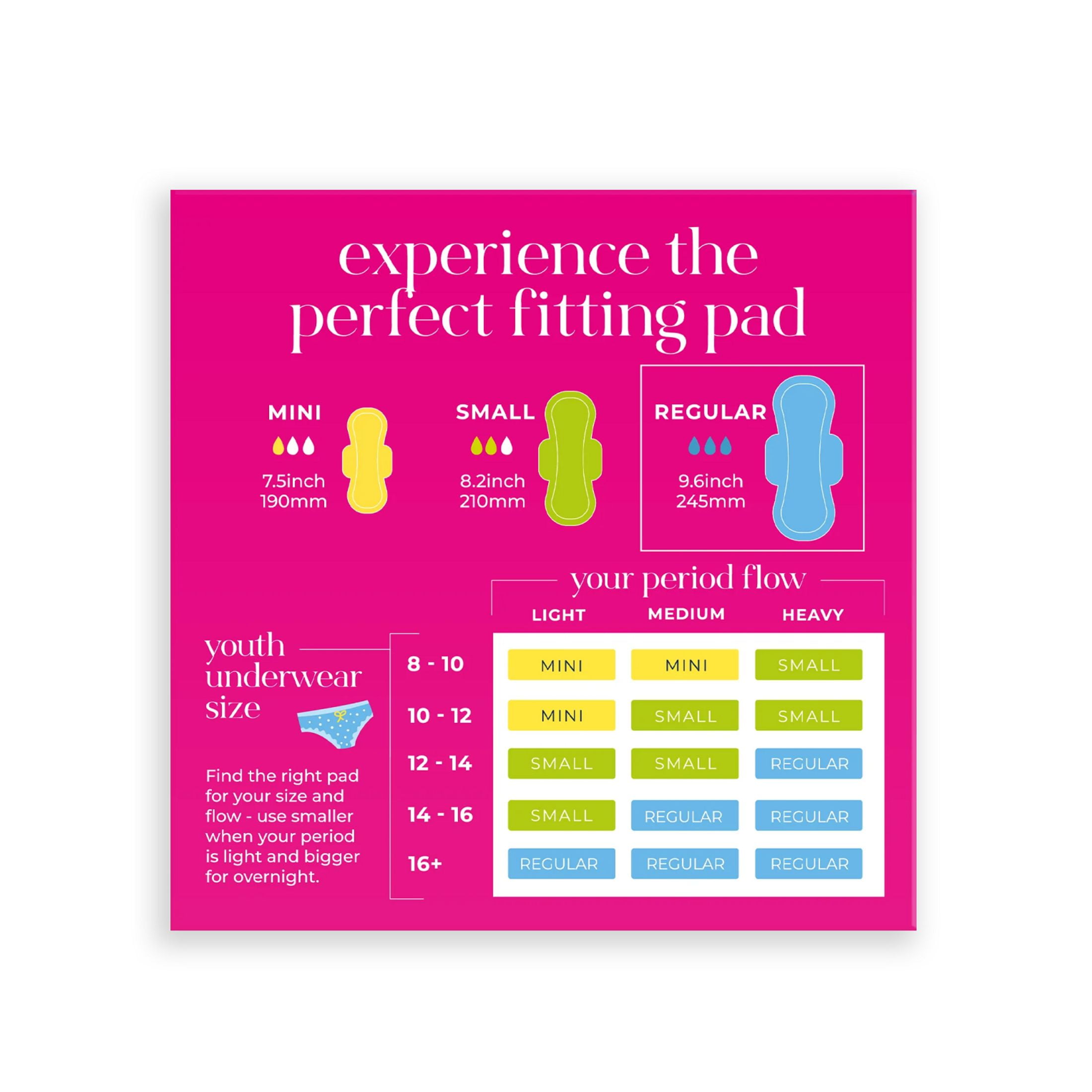 (3 pack) Pinkie Organic Cotton Teen Pads, Regular, 18 Count