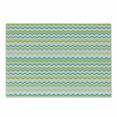 thumbnail image 1 of Teal and White Cutting Board, Zig Zag Lines in Horizontal Order Chevron Triangles Geometric, Decorative Tempered Glass Cutting and Serving Board, Small Size, Yellow Green Cream Blue, by Ambesonne, 1 of 1