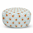 thumbnail image 1 of Fruit Pouf Cover with Zipper, Doodle Style Oranges Blush Blossoms Squares with Sketch Lines Pattern, Soft Decorative Fabric Unstuffed Case, 30" W X 17.3" L, Pale Vermilion Pale Blue, by Ambesonne, 1 of 5
