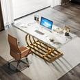 thumbnail image 4 of 63" Modern Office Desk, White and Gold Executive Desk, Large White/Gold, 4 of 5