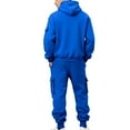 thumbnail image 4 of Havenre Men Cargo Tracksuit Set 2 Piece Sets - Lightweight Casual Quarter Zip up Drawstring Tactical Hoodies Pullover Sweatshirts & Cargo Joggers Athletic Sweatsuits with Pockets Blue M, 4 of 9