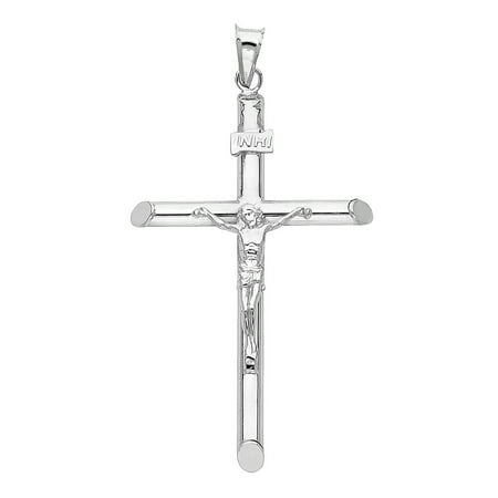 14K White Gold Religious Crucifix Charm Pendant For Necklace or Chain