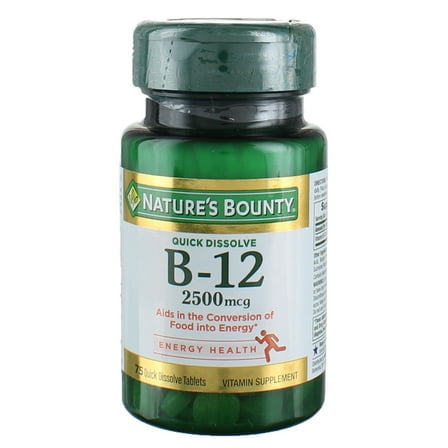 Nature's Bounty Vitamin Quick Dissolve B-12 2500 mcg Tablets, 75 ea