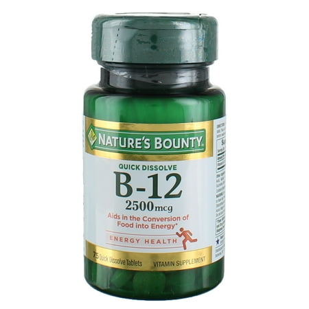Natures Bounty Vitamin B-12 2500 mcg Quick Dissolve Tablets, Natural Cherry Flavor, 75 ea