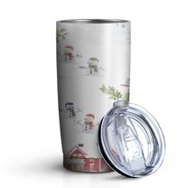 20oz Tumblers White Christmas Snowman Pattern Stainless Steel Vacuum Insulated Double Wall Travel Tumbler Cups Mug with Lid and Straw,Cleaning Brush for Cold & Hot Drinks
