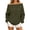 Army Green, variant on Women's Casual Off Shoulder Hoodie Long Sleeve Loose Fit Solid Color Pullover Top with Kangaroo Pocket Ribbed Cuffs for Fall Winter Daily Wear