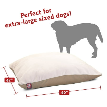 Majestic Pet Solid Color Rectangular Pillow Dog Bed Machine Washable Khaki X-Large 42" x 60" x 8"