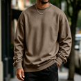 thumbnail image 6 of Basic Crew Neck Sweatshirt for Men, Long Sleeve Drop Shoulder Solid Color Pullover, Fall Regular Fit Casual Streetwear Top Coffee 2XL, 6 of 6