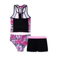 thumbnail image 3 of INHZOY 3 Pieces Girls Tankini Swimsuit Set Summer Bathing Suit Floral Hawaii Beach Swimwear,Sizes 4-16 Pink 4, 3 of 7