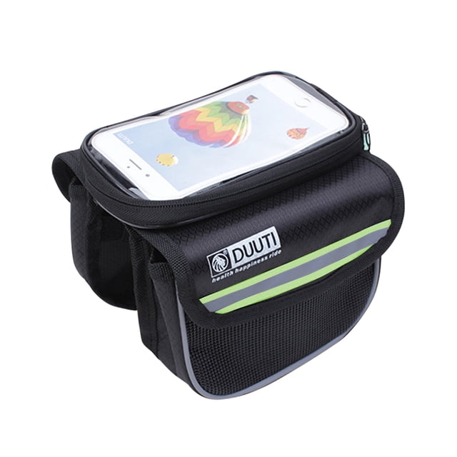 DUUTI Bolsa delantera para bicicleta Servicio prolongado Material premium Colores surtidos Bolsa impermeable para ciclismo Soporte para teléfono Accesorios para bicicletas Verde L Scienceny OD003220-08