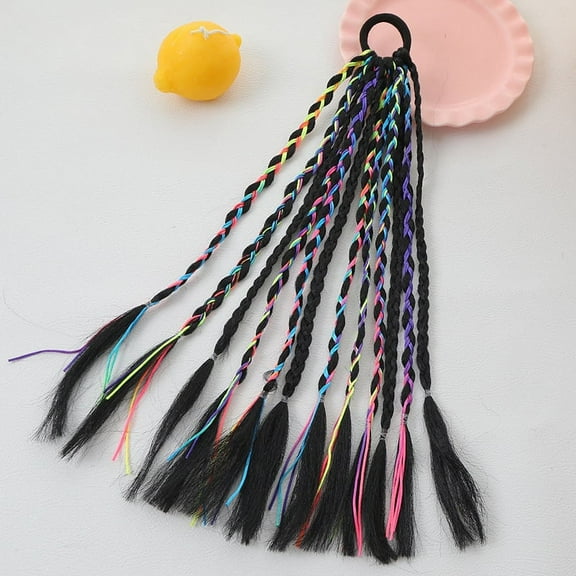 Namzi Braids Hair Extensions for Kids Braided Hairpieces with Rubber Bands Long Braided Ponytail ExtensionTies for Cosplay Hair Accessories for Birthday Party Prom-B04