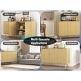 thumbnail image 6 of Rumiiro 59" Vertical Stripe Sideboard Buffet Cabinet Wood Color, 4 Doors, Legs for Robot Vacuum, Handleless Design, Adjustable Shelves, 6 of 10
