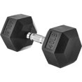 Black & Silver 40 lb Rubber Encased Exercise & Fitness Hex Dumbbell