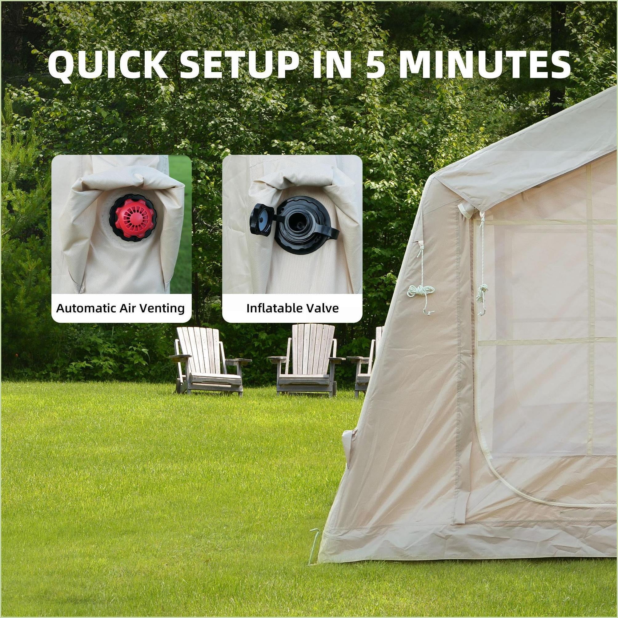 Tents | 4-6 Person 4 Season Inflatable Camping Tent, Carpa, Waterproof for Outdoor Glamping, Includes Hand Pump | oxford fabric