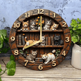 thumbnail image 5 of VOCOO 2D Cat Print Round Wall Clock, Silent Non-Ticking Battery Operated Wooden Clock 10 inch, Decor for Bathroom, Bedroom, Kitchen, Office School, 5 of 8