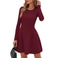 thumbnail image 3 of Vestido PRETTYGARDEN Otoño 2025 Manga Larga Mini Vino Rojo XL, 3 of 8