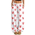 thumbnail image 2 of Hearthz Women’s Pajama Pants Drawstring Wide Leg Valentine's Day Heart Print Comfy Pants for Women Baggy Soft Comfy Lightweight Sleep Pants for Women, 2 of 6