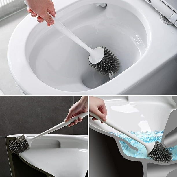 Toilet Bowl Brush and Holder Set Silicone Toilet Brush with Holder Flexible Toilet Cleaner Scrubber for Bathroom