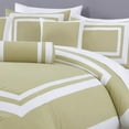 Chezmoi Collection Caprice 7Piece Tan/White Square Pattern Hotel Style