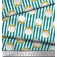 thumbnail image 2 of Soimoi Tissu de Crêpe de polyester Vert Couronne et Rayures Tissus Imprimés par Yard 42 Pouces de Large, 2 of 5