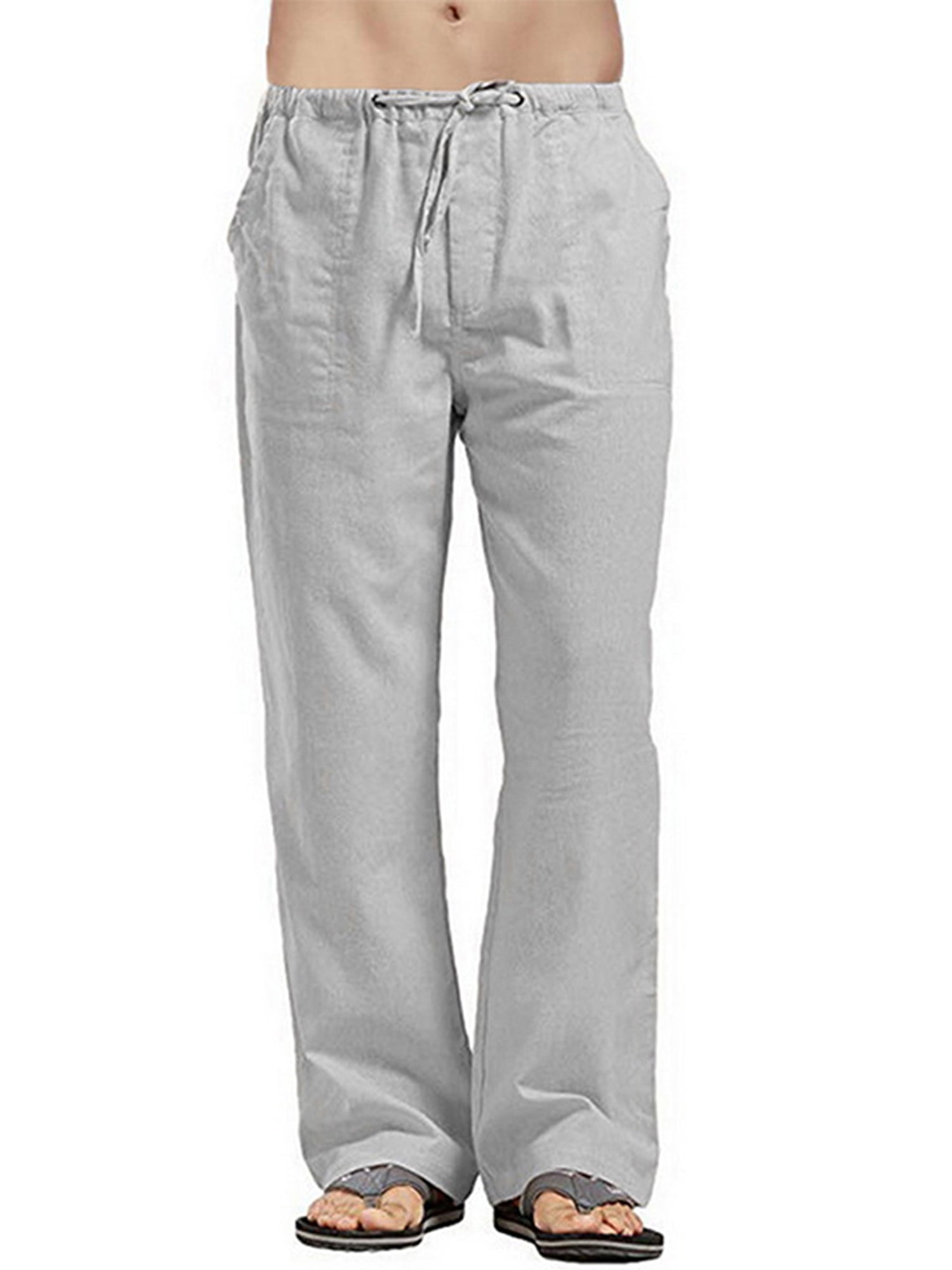 Personality recommendation Men's Linen Pants Casual Elastic Waist ...