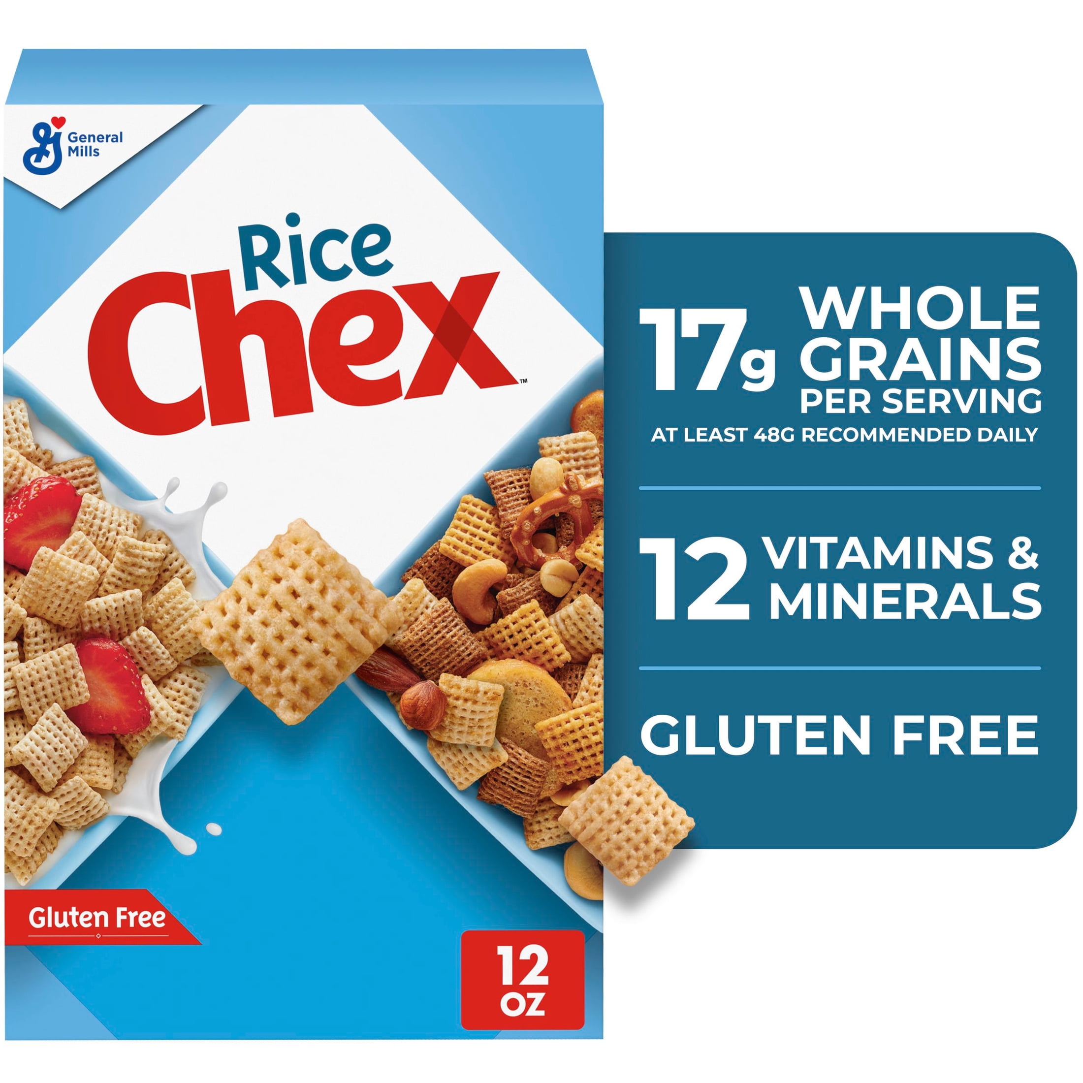 (10 pack) Rice Chex Gluten Free Breakfast Cereal, Homemade Chex Mix Ingredient, 12 oz