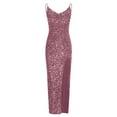 thumbnail image 3 of WEAIXIMIUNG Carnaval Femme Décolleté Profond Paillettes Portefeuille Froncé Sans Manches Robe de Soirée de Boîte de Nuit, 3 of 5