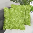 thumbnail image 2 of PiccoCasa 3D Satin Rose Throw Pillowcases 16"x16" Decorative Throw Pillow Covers Set of 2, Green, 2 of 8