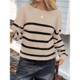 thumbnail image 4 of Suéter Corto de Cuello Redondo para Mujer, Larga, Tejido Grueso, Estilo Jersey, Ideal para Otoño Caqui y Negro XL, 4 of 7